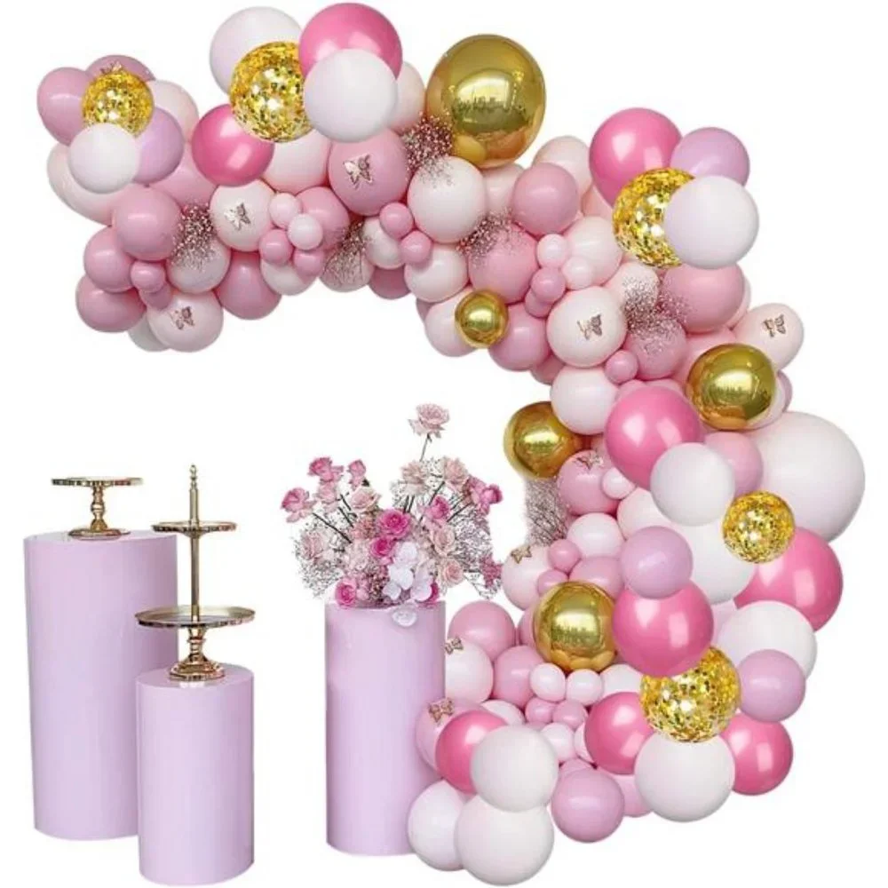 120Pcs Pink and Gold Balloons Garland Kit Party Decorations